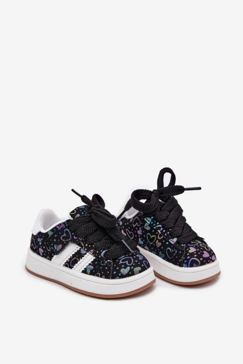 Dziewczęce|Back To School>Boto Buty Sportowe Sneakersy Dziecięce W Serduszka Czarne Mirelle