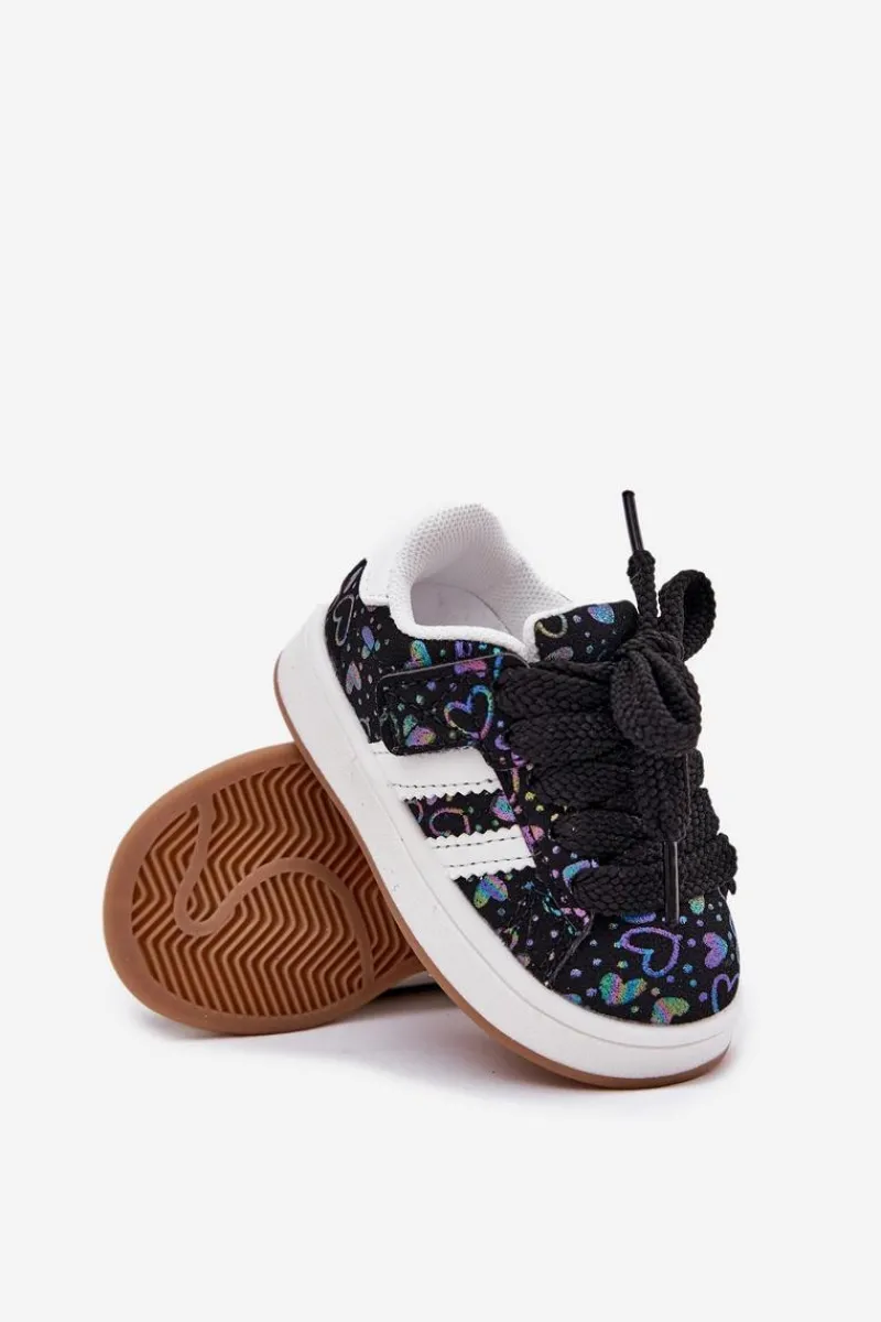 Dziewczęce|Back To School>Boto Buty Sportowe Sneakersy Dziecięce W Serduszka Czarne Mirelle