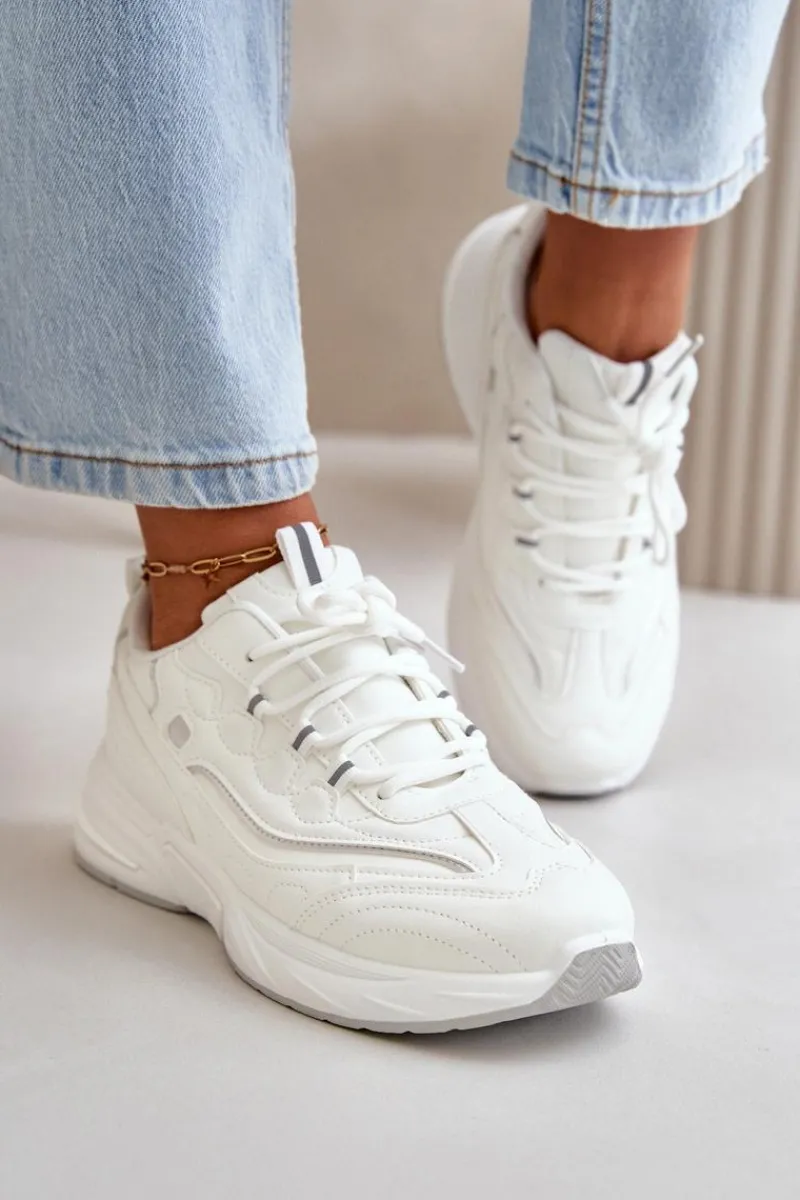 Buty Sportowe Na Platformie|Sneakersy Damskie>Boto Buty Sportowe Sneakersy Eko Skórzane Białe Verilisse