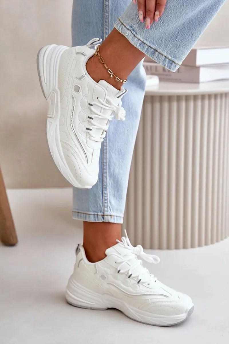 Buty Sportowe Na Platformie|Sneakersy Damskie>Boto Buty Sportowe Sneakersy Eko Skórzane Białe Verilisse