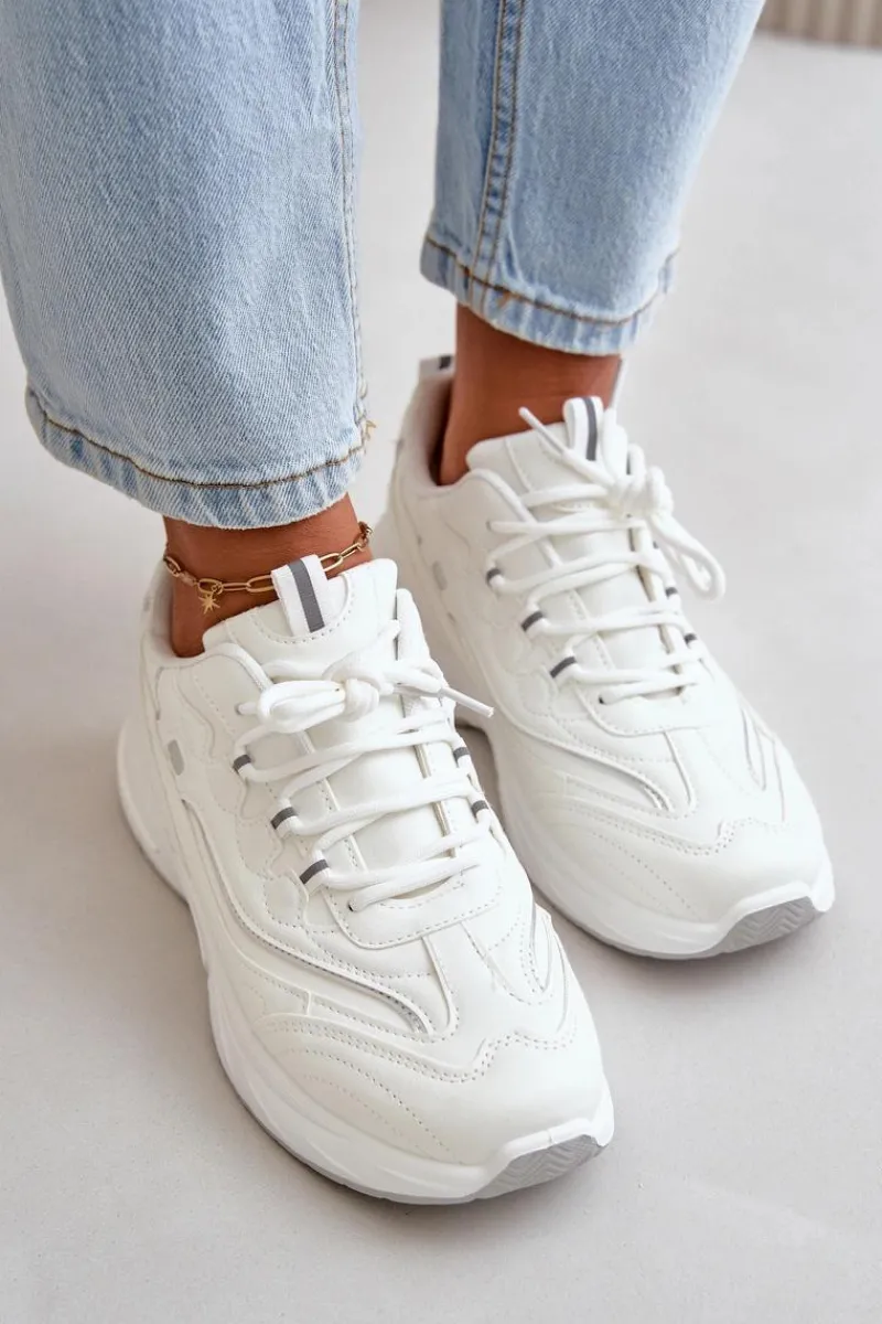 Buty Sportowe Na Platformie|Sneakersy Damskie>Boto Buty Sportowe Sneakersy Eko Skórzane Białe Verilisse