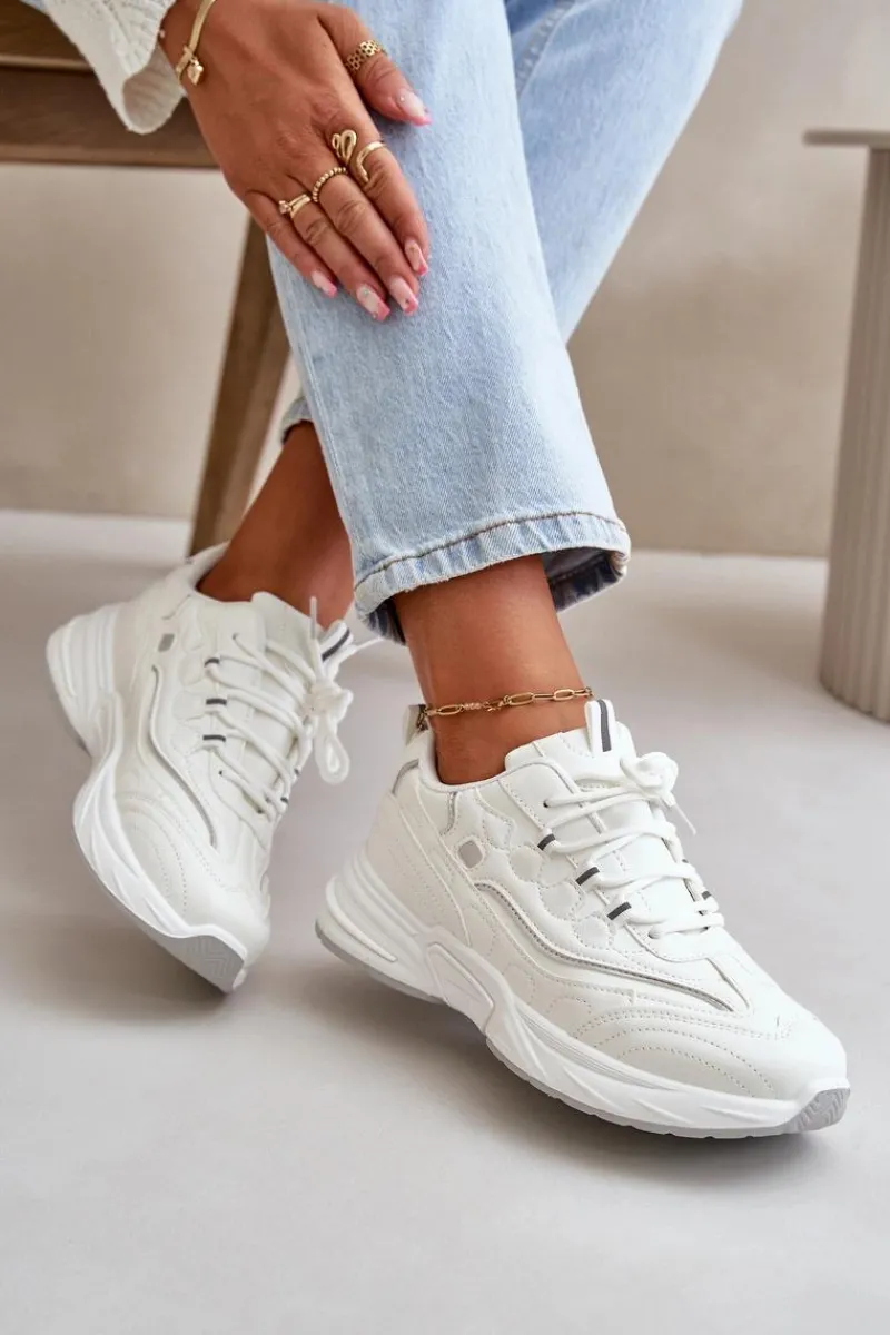 Buty Sportowe Na Platformie|Sneakersy Damskie>Boto Buty Sportowe Sneakersy Eko Skórzane Białe Verilisse