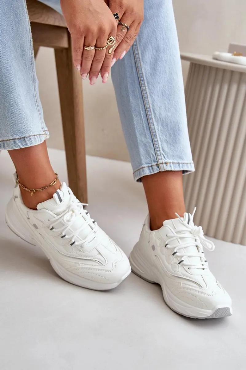 Buty Sportowe Na Platformie|Sneakersy Damskie>Boto Buty Sportowe Sneakersy Eko Skórzane Białe Verilisse