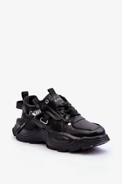 Sneakersy Damskie>GOE Buty Sportowe Sneakersy MM2N4014 Czarne Czarny