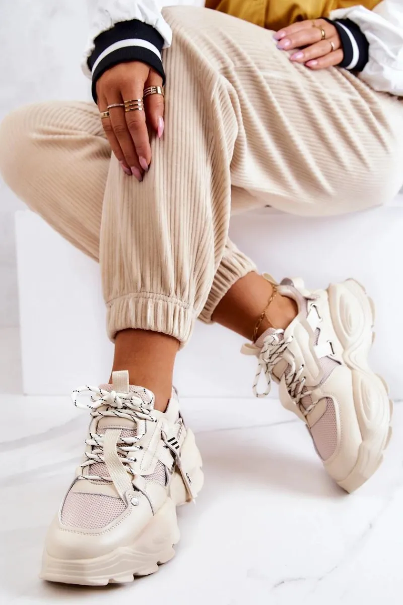 Hot Buty Sportowe Sneakersy JJ2N4082 Beżowe Damskie Sneakersy Damskie