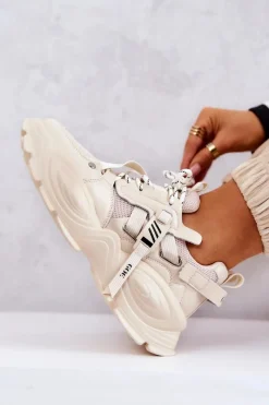 Hot Buty Sportowe Sneakersy JJ2N4082 Beżowe Damskie Sneakersy Damskie