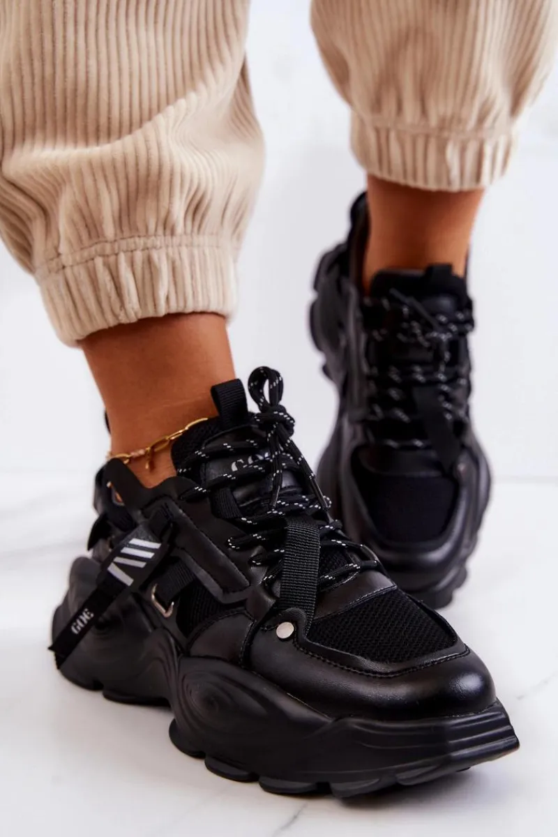 Sneakersy Damskie>GOE Buty Sportowe Sneakersy JJ2N4083 Czarne