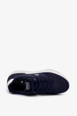 Evento Buty Sportowe Sneakersy Męskie Na Platformie Granatowe Hanirin Niebieski
