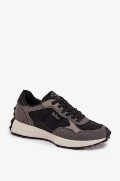 Discount Buty Sportowe Sneakersy Męskie LCJ-25-03-3795 Szaro-Czarne Męskie Obuwie Sportowe Męskie