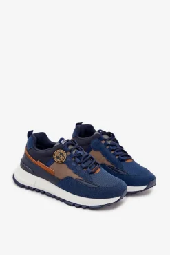 Outlet Big Star Shoes Buty Sportowe Sneakersy Męskie Big Star RR174279 HI-POLY SYSTEM Granatowe Niebieski