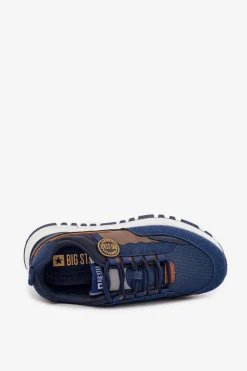 Outlet Big Star Shoes Buty Sportowe Sneakersy Męskie Big Star RR174279 HI-POLY SYSTEM Granatowe Niebieski