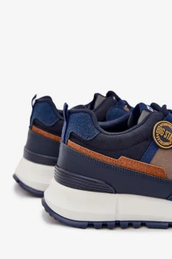 Outlet Big Star Shoes Buty Sportowe Sneakersy Męskie Big Star RR174279 HI-POLY SYSTEM Granatowe Niebieski