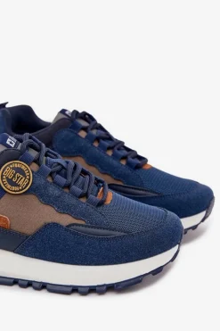 Outlet Big Star Shoes Buty Sportowe Sneakersy Męskie Big Star RR174279 HI-POLY SYSTEM Granatowe Niebieski