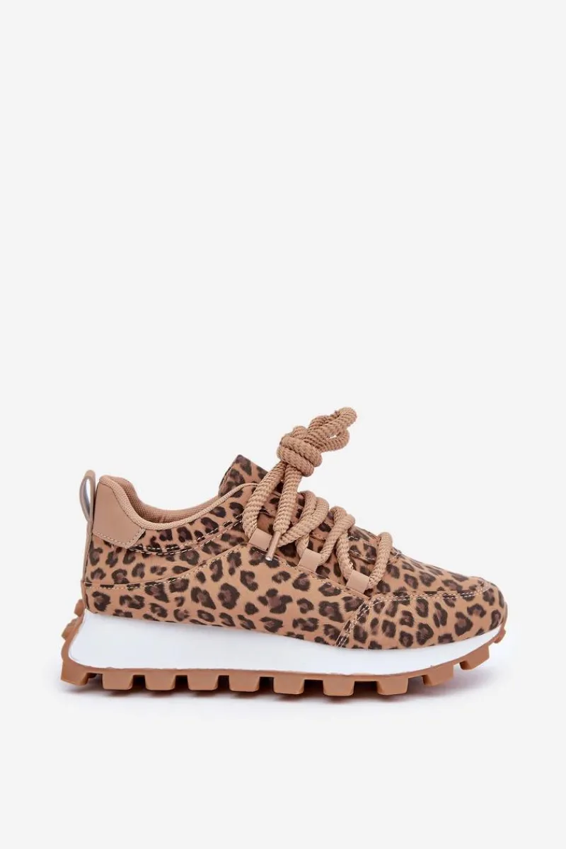 Buty Sportowe Sneakersy Na Platformie Panterka Brązowe Riadella Damskie Buty Sportowe Na Platformie|Sneakersy Damskie