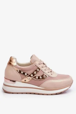 Best Buty Sportowe Z Ćwiekami Nude Adley Damskie Sneakersy Damskie