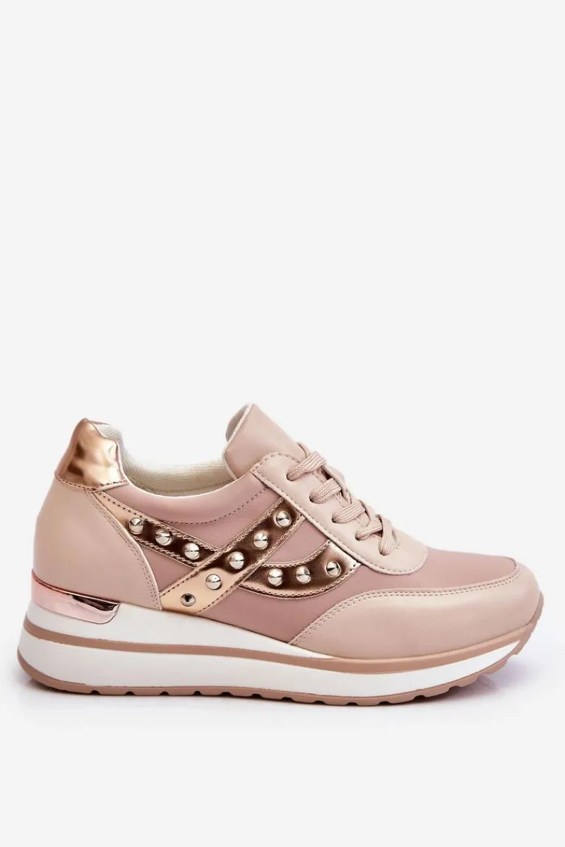 Best Buty Sportowe Z Ćwiekami Nude Adley Damskie Sneakersy Damskie