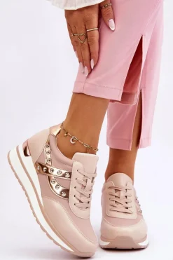 Best Buty Sportowe Z Ćwiekami Nude Adley Damskie Sneakersy Damskie