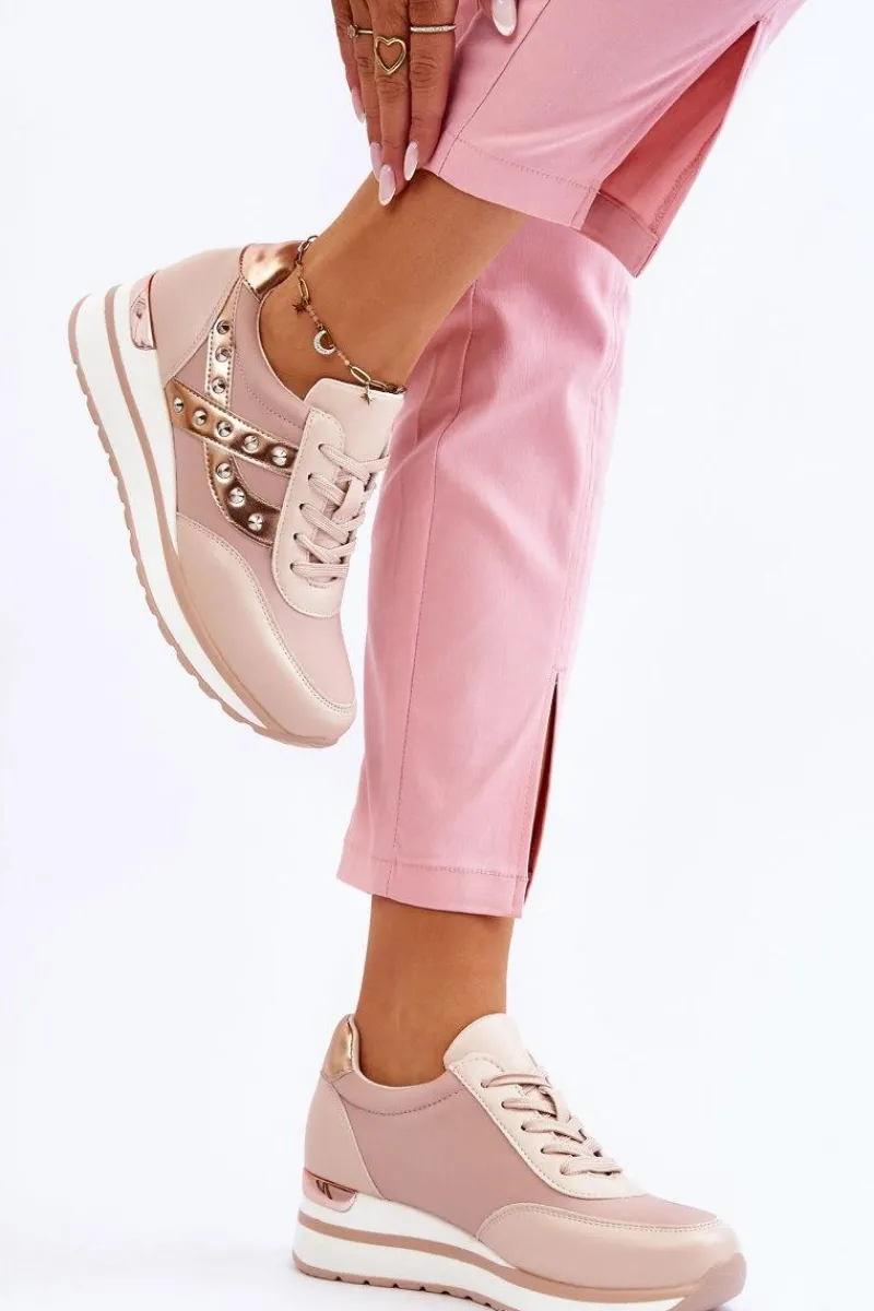 Best Buty Sportowe Z Ćwiekami Nude Adley Damskie Sneakersy Damskie