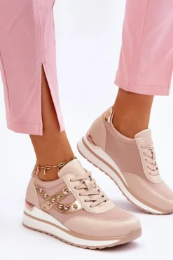 Best Buty Sportowe Z Ćwiekami Nude Adley Damskie Sneakersy Damskie