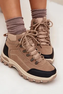 Clearance Big Star Shoes Buty Trekkingowe Damskie Big Star SS274095 Beżowe