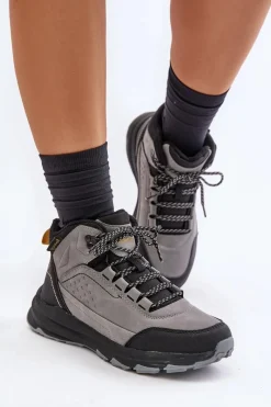 Online Big Star Shoes Buty Trekkingowe Młodzieżowe Ocieplane McKeylor 14011 Szare