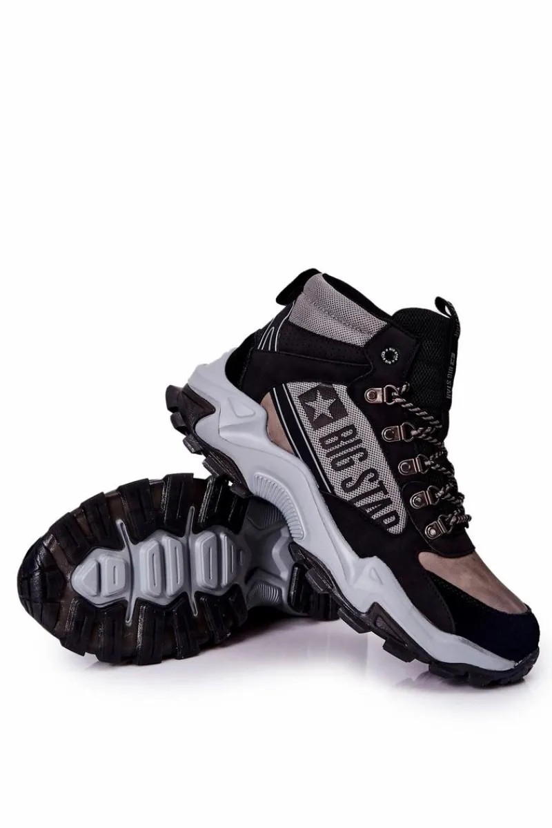 Online Buty Trekkingowe Męskie Big Star II174203 Czarno-Szare Męskie Obuwie Trekkingowe Męskie