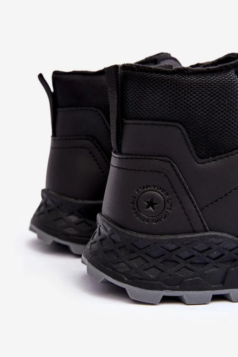 Chłopięce>Big Star Shoes Buty Trekkingowe Trapery Ocieplane Dziecięce Czarne Big Star MM374203 Czarny