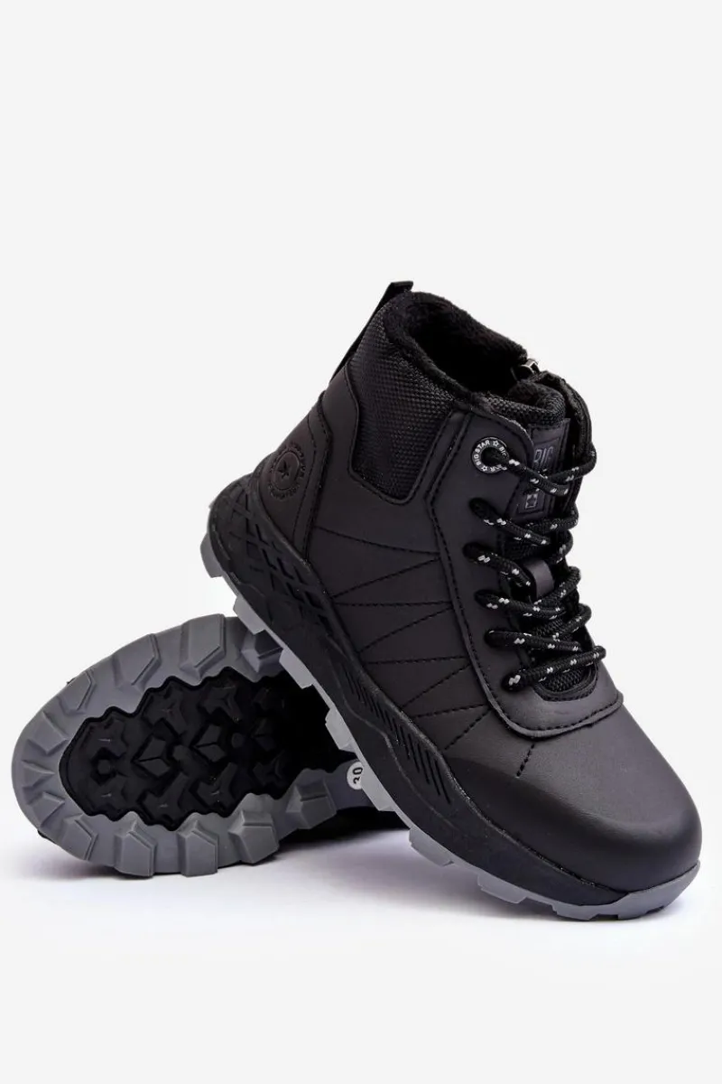 Chłopięce>Big Star Shoes Buty Trekkingowe Trapery Ocieplane Dziecięce Czarne Big Star MM374203 Czarny