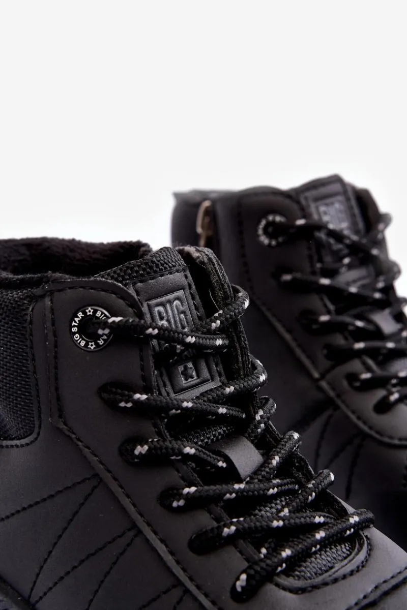 Chłopięce>Big Star Shoes Buty Trekkingowe Trapery Ocieplane Dziecięce Czarne Big Star MM374203 Czarny