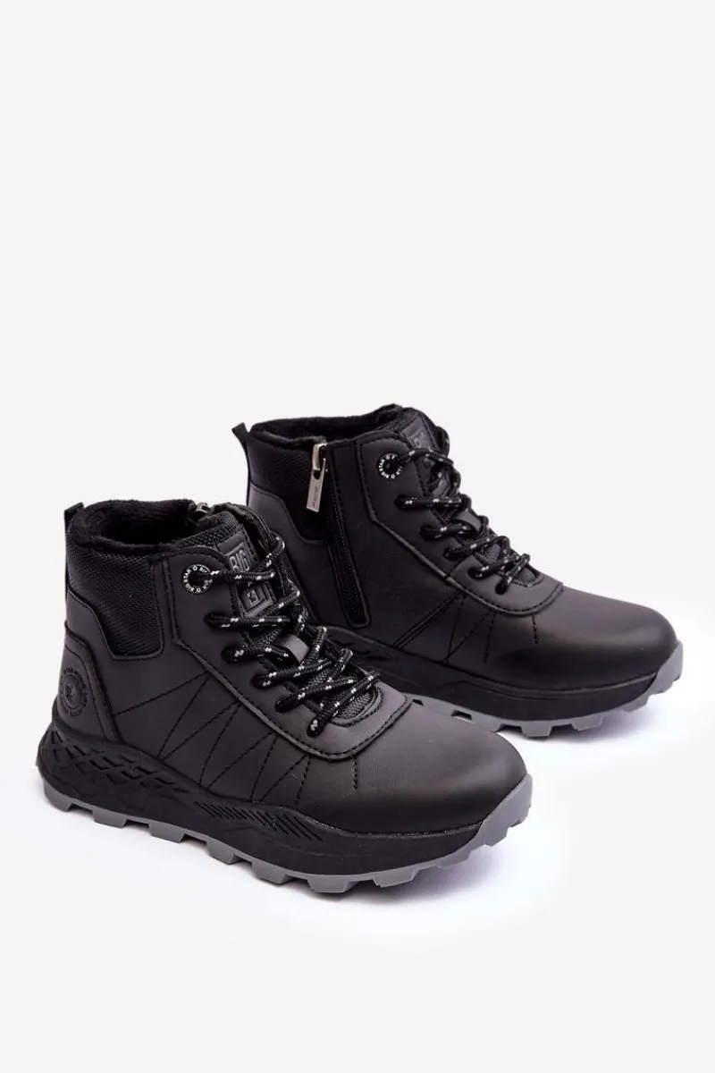 Chłopięce>Big Star Shoes Buty Trekkingowe Trapery Ocieplane Dziecięce Czarne Big Star MM374203 Czarny