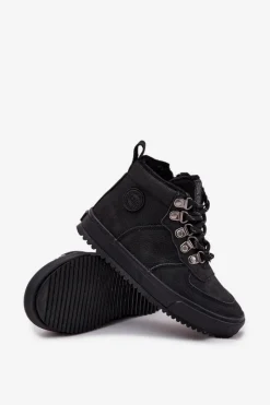 Clearance Buty Trekkingowe Trapery Dziecięce Ocieplane Big Star SS374075 Czarne Dzieci Chłopięce