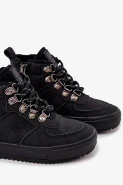 Clearance Buty Trekkingowe Trapery Dziecięce Ocieplane Big Star SS374075 Czarne Dzieci Chłopięce