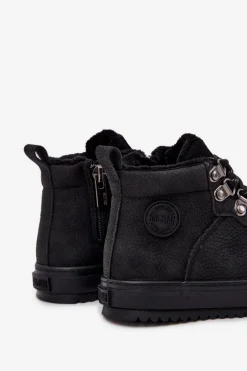 Clearance Buty Trekkingowe Trapery Dziecięce Ocieplane Big Star SS374075 Czarne Dzieci Chłopięce