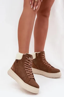 Hot Lee Cooper Buty Zimowe Damskie Z Kożuszkiem LCJ-25-01-3735 Brązowe Brązowy