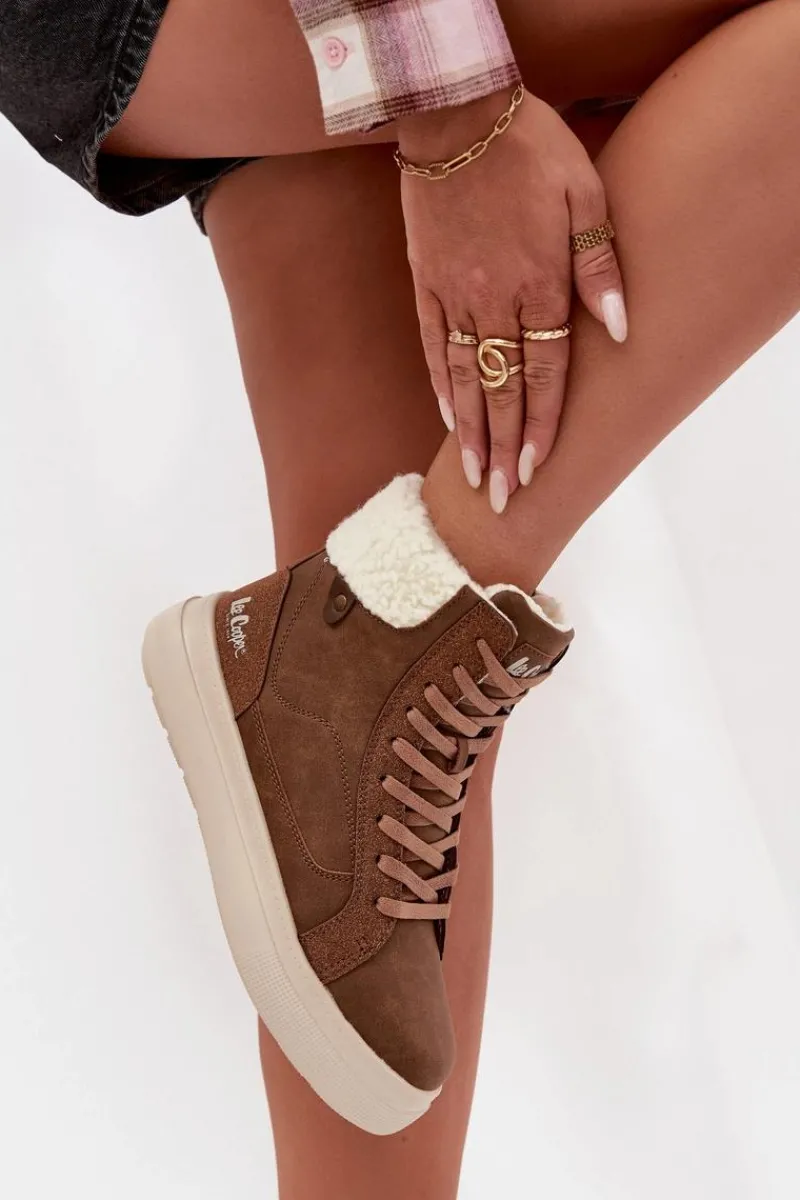 Hot Lee Cooper Buty Zimowe Damskie Z Kożuszkiem LCJ-25-01-3735 Brązowe Brązowy