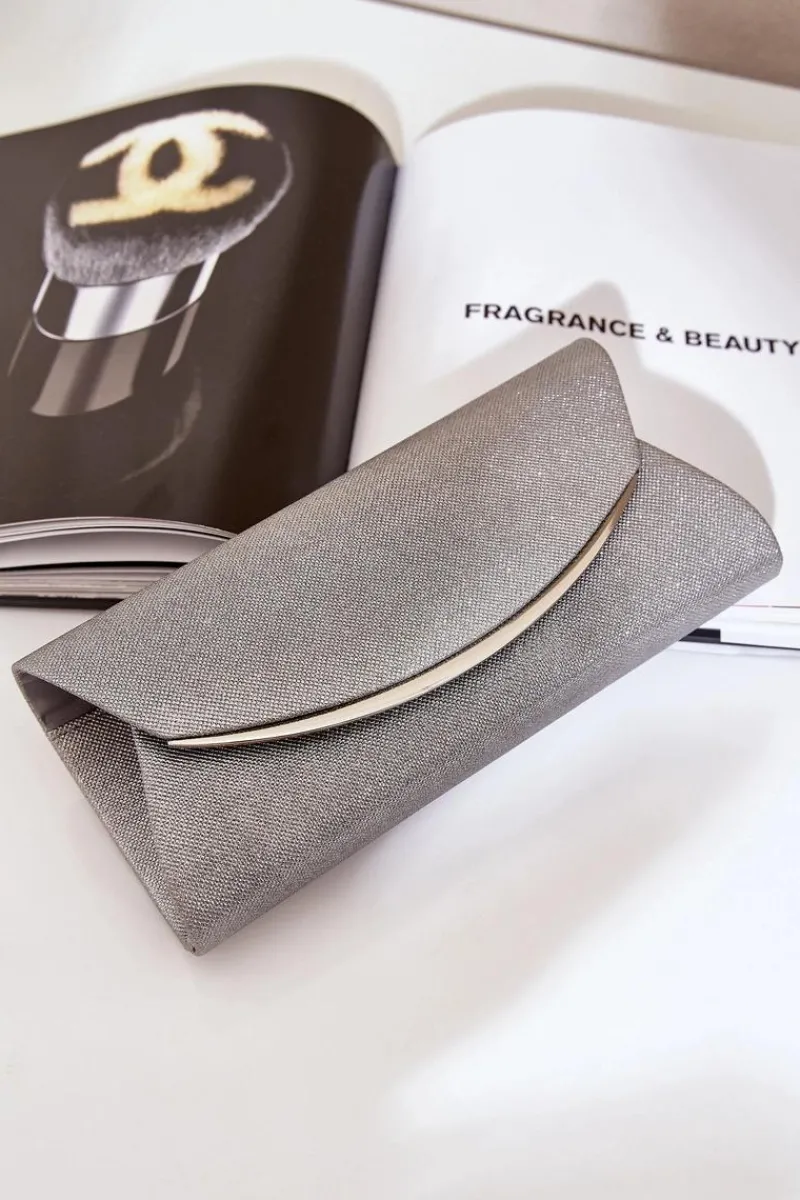 Hot Boto Błyszcząca Torebka Wizytowa Kopertówka Szara Sastorea