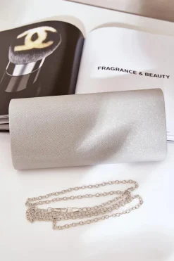 Kopertówki>Boto Błyszcząca Torebka Wizytowa Kopertówka Srebrna Sastorea