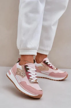 Sale Błyszczące Buty Sportowe Damskie Różowe Leesema Damskie Buty Sportowe Na Platformie|Sneakersy Damskie