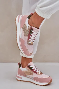 Sale Błyszczące Buty Sportowe Damskie Różowe Leesema Damskie Buty Sportowe Na Platformie|Sneakersy Damskie