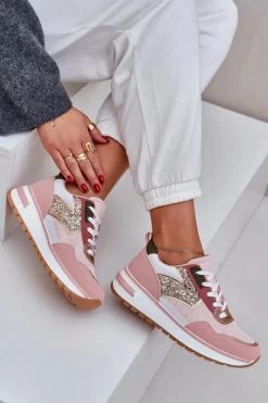 Sale Błyszczące Buty Sportowe Damskie Różowe Leesema Damskie Buty Sportowe Na Platformie|Sneakersy Damskie