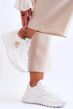 Online Boto Błyszczące Buty Sportowe Z Ozdobą Białe Seneca Biały