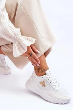 Online Boto Błyszczące Buty Sportowe Z Ozdobą Białe Seneca Biały