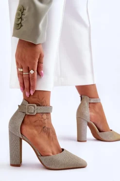 Discount Boto Błyszczące Czółenka Na Wyższym Słupku Złote True Love