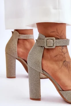 Discount Boto Błyszczące Czółenka Na Wyższym Słupku Złote True Love