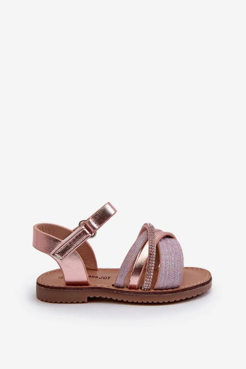 Dziewczęce>Boto Błyszczące Dziecięce Sandałki Na Rzep Różowe Delphina Różowy