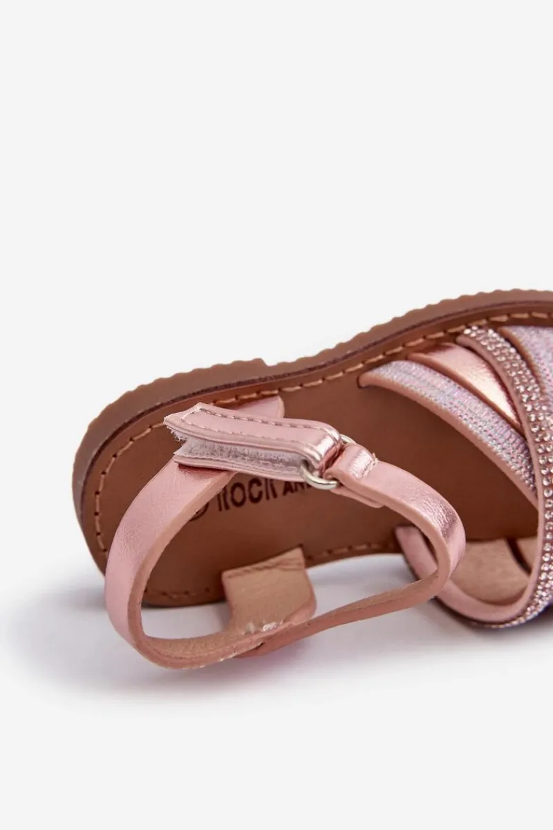 Dziewczęce>Boto Błyszczące Dziecięce Sandałki Na Rzep Różowe Delphina Różowy