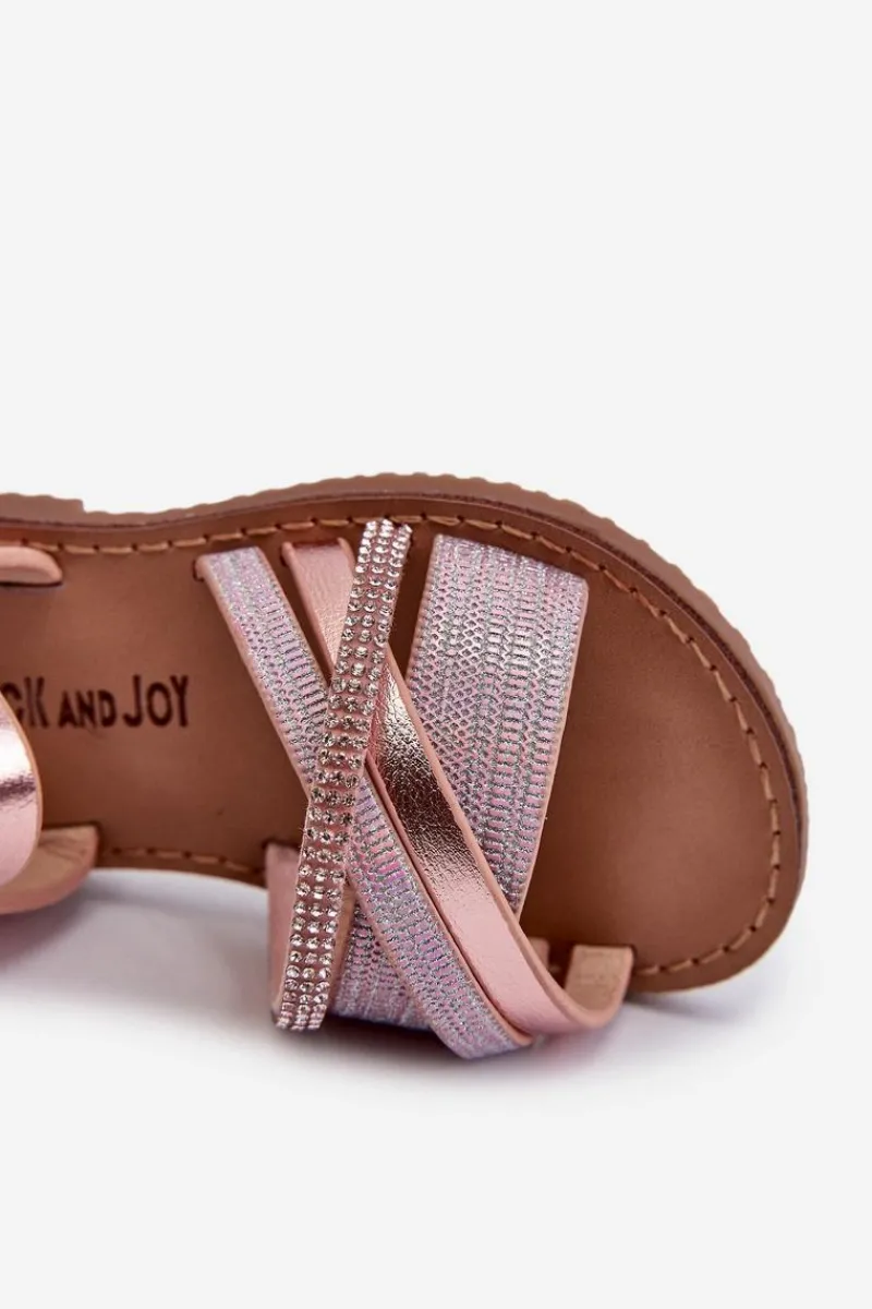 Dziewczęce>Boto Błyszczące Dziecięce Sandałki Na Rzep Różowe Delphina Różowy