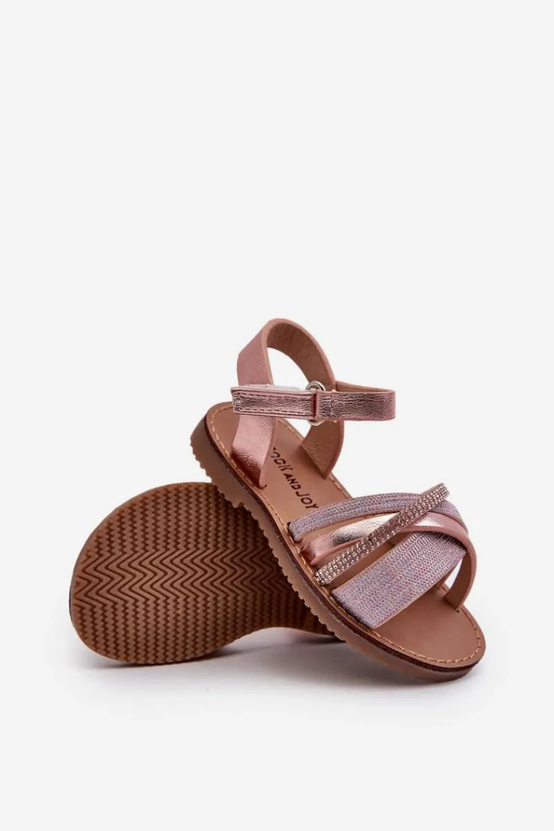 Dziewczęce>Boto Błyszczące Dziecięce Sandałki Na Rzep Różowe Delphina Różowy