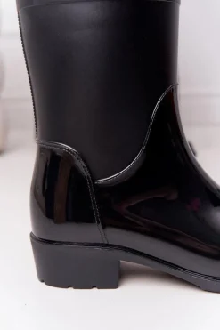 Błyszczące Kalosze Sztyblety Czarne Rainy Day Damskie Kalosze Damskie