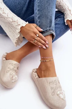 Sale Boto Błyszczące Kapcie Damskie Beżowe Geraja Beżowy